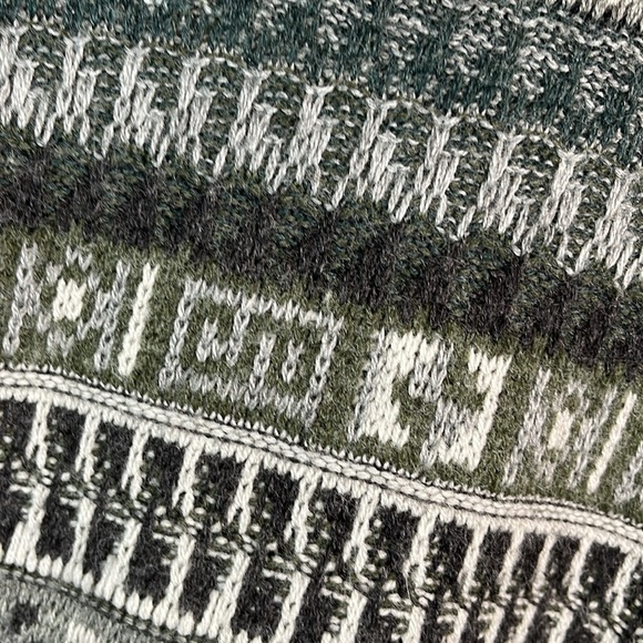 VINTAGE 90s Mens Wool Blend Tip Top FairIsle Style Polo Collar Sweater Grey M - Picture 4 of 11